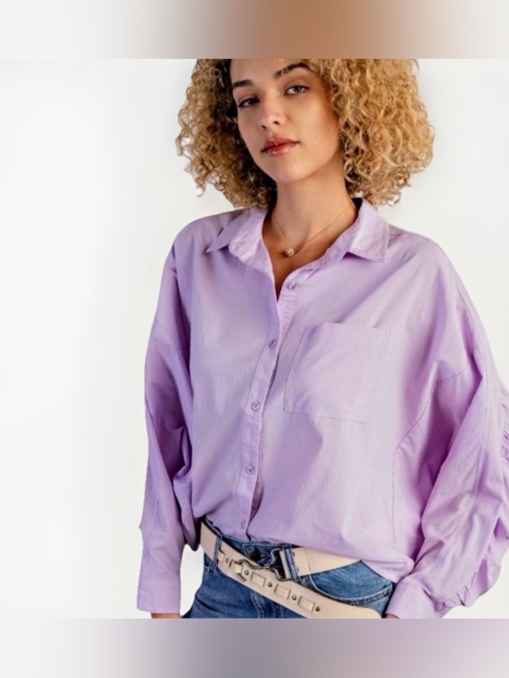 easel BNWT Lavender Button-Down Shirt - Relaxed Fit